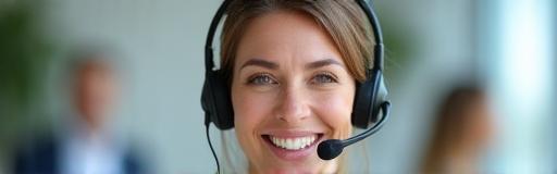 Customer service representative with headset